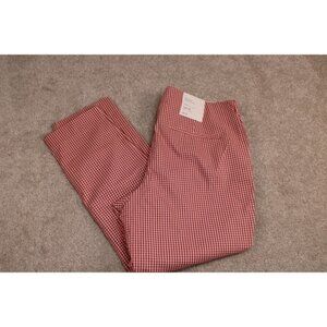 A New Day Red & White Check Side Zip High Rise Skinny Ankle Pants Sz 16R NWT